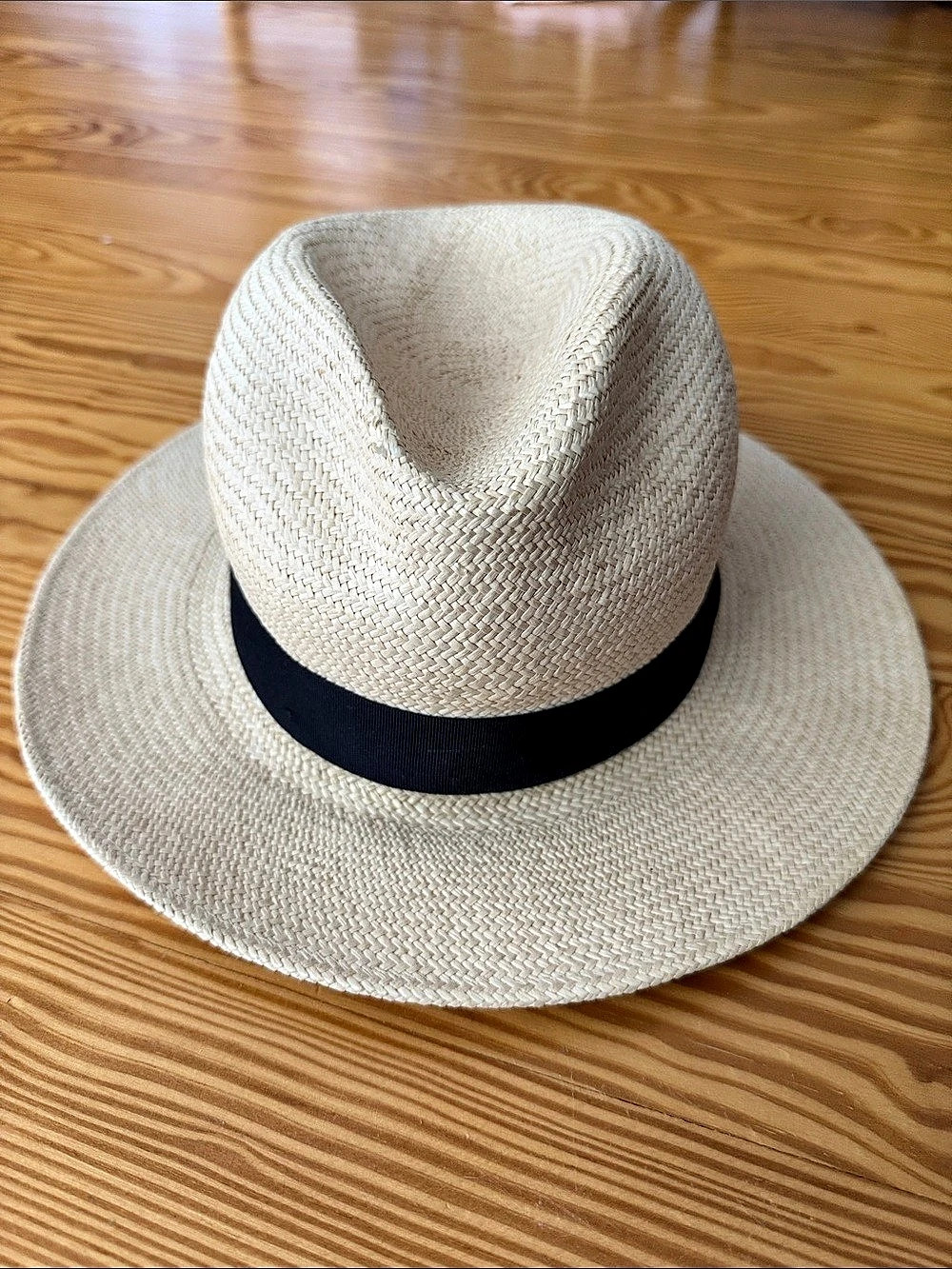 rag & bone Panama Straw Fedora Cream & Black S/M